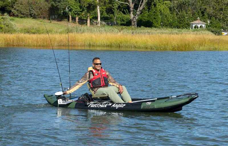 inflatable kayak with motor fishing