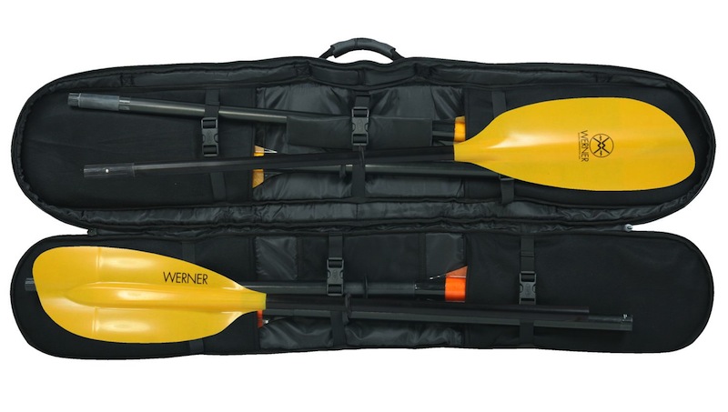 3 2-piece paddles inside kayak paddle bag