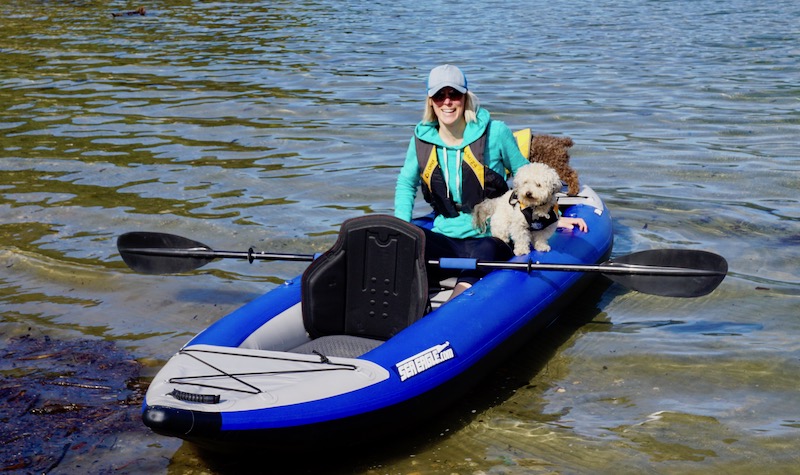 using the Sea Eagle 380x explorer kayak with two dogs