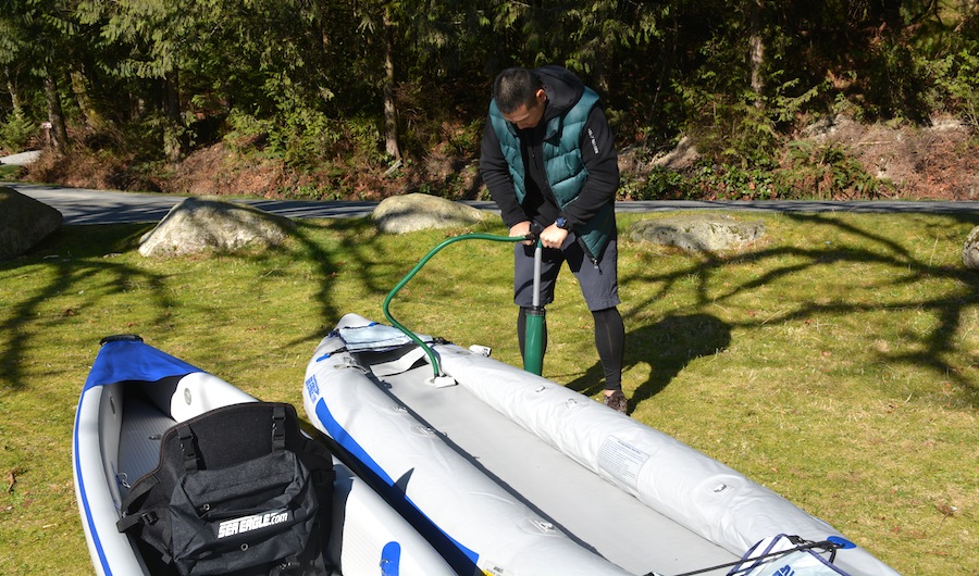 inflating the 365 FastTrack kayak