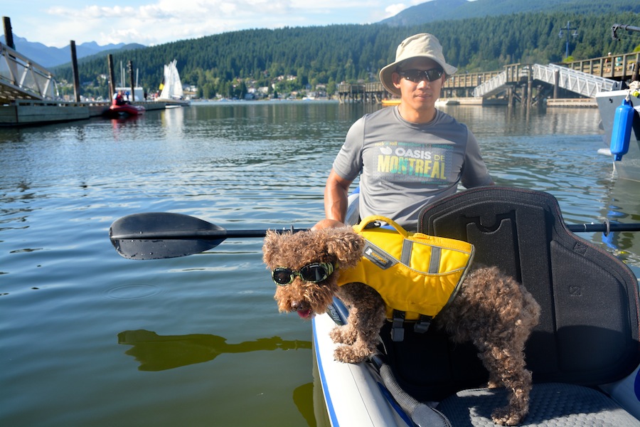 Seth wearing his doggles on kayaking trip