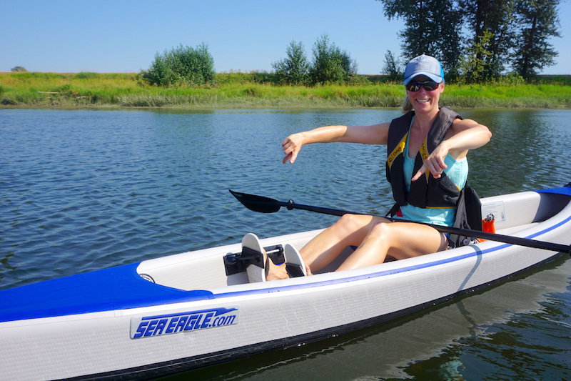 using the Sea Eagle Flexbrace footrest in my Razorlite kayak