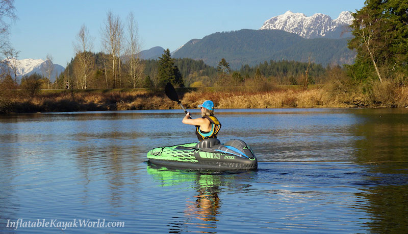 paddling the Intex Challenger K1 solo inflatable kayak