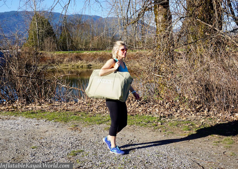 Carrying the Intex K1 kayak in a bag