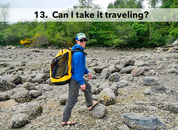 traveling with an inflatable kayak in a backpack