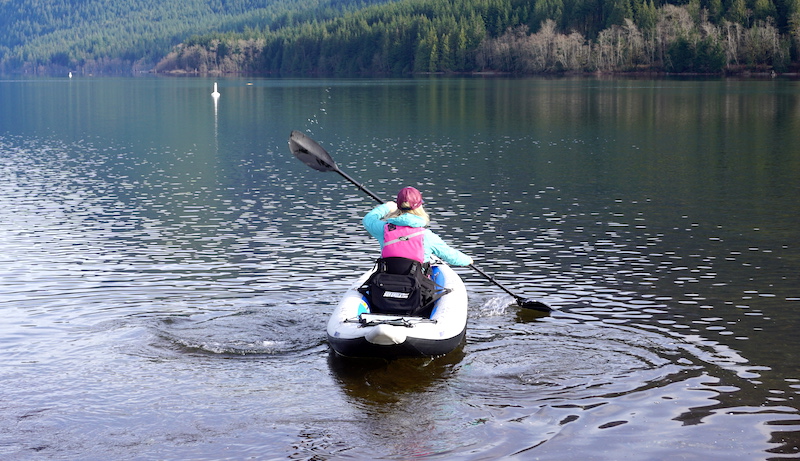 Sea Eagle 385FT FastTrack paddling on BC mountain lake