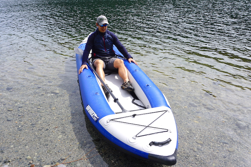 lots of leg room in the Sea Eagle 420 Explorer kayak